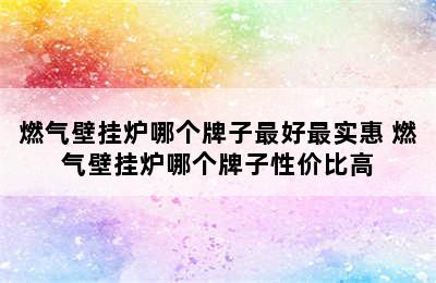 燃气壁挂炉哪个牌子最好最实惠 燃气壁挂炉哪个牌子性价比高